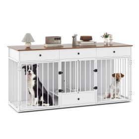 Dog Crate Furniture Indoor Modern Dog Kennel with Divider 3 Drawers and Pull-out Feeder Dog Crate Furniture Indoor Modern Dog Kennel with Divider 3 Drawers and Pull-out Feeder